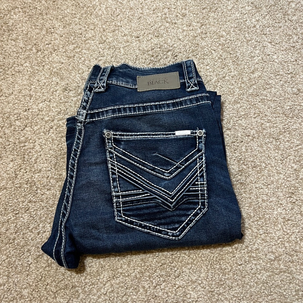 Men’s buckle black jeans